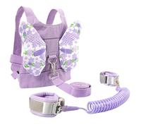 PERSELOSO Adjustable Kids Safety Harness with Child Wrist Leash in Purple, Cotton and Polyester Material, for Crowded Places and Playgrounds to Protect Baby's Skin