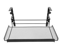 PERSELOSO Adjustable under Desk File Organizer Basket Black Metal Storage Rack with Clamp for Office Documents and Stationery, Large under Shelf Holder for Home Study