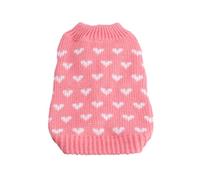 PERSELOSO Adorable Pink Pet Dog Winter Sweater with Heart Pattern, Knitted Acrylic Fibres, Easy Closure, Comfortable Fit for Small and Medium Dogs, for Cold Weather Walks