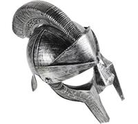PERSELOSO Ancient Classic Warrior Helmet for Adults and Older, Silver Plastic Soldier Costume Hat with Comfortable Folding Face Mask, for Parties and Themed Events