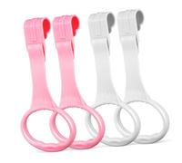 PERSELOSO Baby Pull up Rings for Crib and Playpen, Toddler Walking Training Hand Rings, Plastic 20x9cm, White and Pink, 4pcs Nursery Bed Assist Set