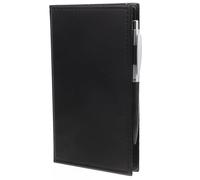 PERSELOSO Black Pu Leather Pocket Notepad with Ballpoint Pen, Compact and Portable Clipboard Folder Featuring Variety of Index Tabs for On-the-go Notetaking and Organisation
