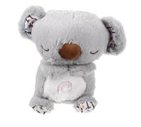 PERSELOSO Breathing Bear Plush Soothing Sleep Companion for Boy Girl Grey Gentle Music Player with Adaptive Volume Washable Design for Comforting Relief