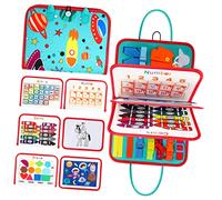 PERSELOSO Busy Board Educational Felt Activity Sensory Board for Compact Travel Plaything for Developing Fine Motor Skills Color Shape Recognition