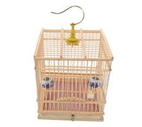 PERSELOSO Carbonized Bamboo Parrot Cage Small Rectangular Birdcage with Lock for Budgies Lovebirds Indoor Balcony Use Decorative Habitat