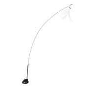 PERSELOSO Cat Teaser Toy with Suction Cup and Long Steel Rod Plume Bell Interactive Teaser for Indoor Play Cat Supply for Hunting and Exercise