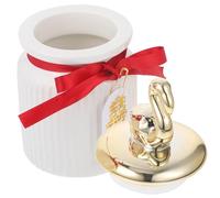 PERSELOSO Ceramic Airtight Storage Canister with Flamingo Pattern and Ribbon Charm, Small Kitchen Tea Jar for Loose Tea and Coffee, Sealed Sugar Container for Household Use