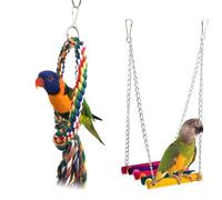 PERSELOSO Cotton Parrot Swing for Budgie and Small Parrot Cage, Hanging Climbing Healthy Teeth and Development, Bird Cage Accessory