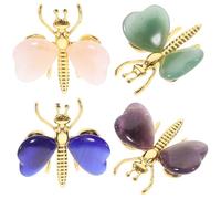 PERSELOSO Crystal Butterfly Figurines Beautiful Collectible Ornament 4pcs Heart-shaped Desktop Decoration Set Delicate Tabletop Butterfly Decor with Metal Base for Home and Car