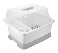 PERSELOSO Dish Drying Rack Keeps Countertops Dry and Saves Space in Small Kitchens with Lid and Removable Drain Tray, Kitchen Organizer for Tableware and Dishes
