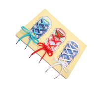 PERSELOSO Educational Shoelace Threading Toy for Toddlers Montessori Early Learning Aid for Preschool Children Wooden Practice Board for Learning to Tie Shoelaces
