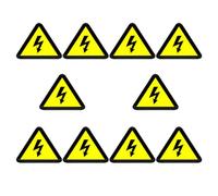 PERSELOSO Electric Fence Warning Stickers with High Temperature Durability 10pcs High Voltage Triangle Self-adhesive Labels Yellow for Electrical Equipment and Panels for Homes and Factories