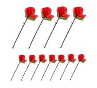 PERSELOSO Folding Appearing Rose Flower Trick Accessories for Stage Illusion and Close-up Shows, Red Silk Enchantment Props for Bar Party and Street Performance, 10pcs Set
