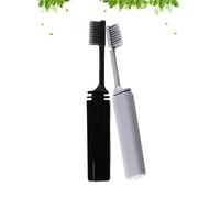 PERSELOSO Folding Travel Toothbrush Ergonomic Handle 2pcs with Bamboo Charcoal Bristles and Anti-Skid Design, Portable Toothbrush for Daily and Travel Use