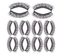 PERSELOSO Gems Eyelash False Lash 10 Pairs Black Fiber Dramatic Lashes Rhinestone Details for Bar Makeup Friendly for Beginner