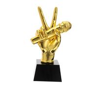 PERSELOSO Gold Resin Microphone Award Trophy for Singing Competitions Music Trophy for Karaoke Events and Speaking Hosts Recognition Music Enthusiasts and Broadcast Professionals