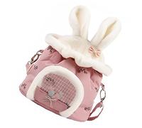PERSELOSO Hamster Carrier Bag Rabbit Ear Design Plush Small Pet Outdoor Carrier for Hamster and Squirrel, Portable Pink Soft-sided Travel Carry Bag for Small Animals