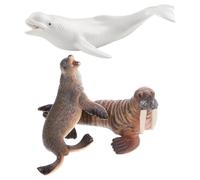 PERSELOSO Hand Painted Animal Figurines Realistic Walrus Sea Lion and Beluga Whale Models for Ocean Diorama Supplies Under the Sea Decorations and Educational Playsets
