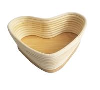 PERSELOSO Heart Shape Vine Proofing Basket with Cover Khaki Non-stick Bread Baking Tool for Sourdough Dough Rising and Crispy Crust Artisan Loaf Making Suitable for Professional and Home