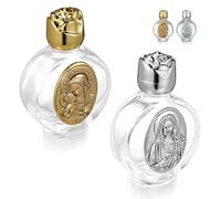 PERSELOSO Holy Water Bottles Charming Decorative Accessories Small 2pcs Glass Refillable with Elegant Embossed Design, Leak-proof Containers Great for Travel outside Use