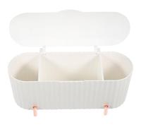 PERSELOSO Makeup Storage Box with Lid for Makeup Items and Cotton, Sturdy Structure and Space-saving Design, White Pp + Ps Material, Suitable for Desk and Vanity Organisers