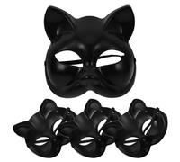 PERSELOSO Masquerade Unique Design and Securely Stays in Place 4pcs Black Plastic with Comfortable Fit DIY Paintable Blank Mask for Men and Women at Parties and Masquerade Balls