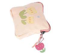 PERSELOSO Menstrual Pad Holder and Coin Bag Flower Pattern Small Square Pouch Pink Tulip Chain Nursing Pad Pouch Sanitary Napkin Storage for Travel Outdoor Use