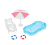 PERSELOSO Miniature Dollhouse Beach Set with Pool Swim Ring Chair Umbrella DIY Micro Landscape for Playhouse Portable Hawaiian Style Accessories for Indoor Outdoor Scenes