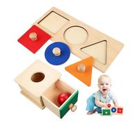 PERSELOSO Montessori Object Permanence Box with Shape Sorting and Ball Throwing for Educational Sensory for Boys and Smooth Finish Safe for Early Learning and Interaction