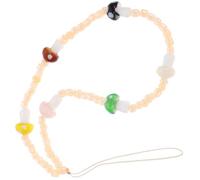 PERSELOSO Phone Chain Pendant Mushroom Beaded Keychain White Plastic Decoration Fine Workmanship Bag Hanging Decor for Birthday Anniversary Random Color