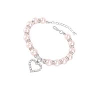 PERSELOSO Pink Pet Pearl Necklace with Engraved Heart Design and Clasp