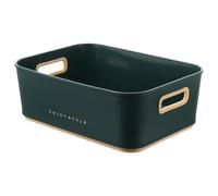 PERSELOSO Plastic Bathroom Storage Container in Green, Lightweight Desktop Organizer Basket for Cosmetic Items and Sundries, Suitable for Dorm or Office Use with Enough Capacity