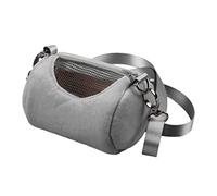 PERSELOSO Portable Hamster Pet Carrier Bag Round Outdoor Travel Storage Bag Grey Breathable Fabric Adjustable Strap Suitable for Small Animals