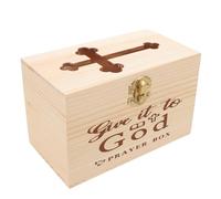 PERSELOSO Prayer Request Box Lightweight Wood and Iron Material Elegant Openwork Wooden with Cross Shape Dedicated Storage Space for Jewelry and Scripture, Spiritual Decor for Church
