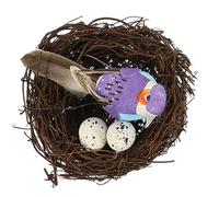 PERSELOSO Realistic Hand Woven Bird Nest with Artificial Eggs and Bird Statue for Decorating Trees and Cages Unique Rural Atmosphere Garden Ornament Random Color