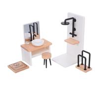 PERSELOSO Realistic Miniature Shower Sink Towel Rack Dressing Stool Scale DIY Accessories for Creative Play and Home Decor