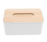 PERSELOSO Rectangular Tissue Box Cover Holder in White with Smooth Surface, Made of Wood and Pp, Fits Standard Size Tissue Boxes, for Bathroom Or Desktop Decoration in Simple Style