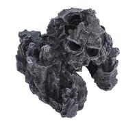 PERSELOSO Resin Reptile Hideout Cave for Snake Tank, Black Natural Style Lizard Hiding Cottage Special Shape Design, Sturdy Aquarium Reptile Decor Providing A Safe Hide and Natural Feel