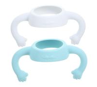 PERSELOSO Silicone Baby Bottle Handles for Wide Neck Bottles Soft Grip Handle Set for Newborn Feeding 2pcs White and Blue