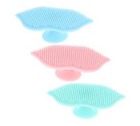PERSELOSO Silicone Facial Cleansing Brush 3pcs Soft Bristle Face Scrubber Exfoliator for Women with Suction Base Pink Blue Green for Daily Skin Care and Gentle Facial Cleaning