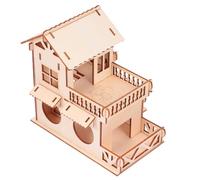 PERSELOSO Small Animal Wooden Hideout Two Hamster House for Dwarf Hamsters and Mice Curiosity Boosting Design for Activity and Boredom Relief