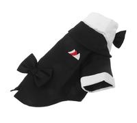 PERSELOSO Small Dog Tuxedo Suit Formal Pet Wear with Bow Tie, Wedding and Party Outfit for Puppies, Elegant Dark Prince Style Dog Prom Dress