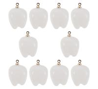 PERSELOSO Tooth Lightweight and Easy Layering Pendant Charms Resin White 10pcs DIY Accessories, Cute Realistic Design for Jewelry Making for Dentist and Craft Projects