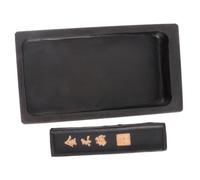PERSELOSO Traditional Chinese Inkstone with Ink Stick for Calligraphy and Painting Compact and Washable Grinding Inkslab Set to Decorate Your Reading Suitable for Students and Teachers