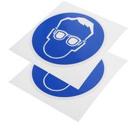 PERSELOSO Wear Protective Goggles Sign 2 Pcs Adhesive Safety Goggles Warning Labels for Industrial Production Simple to Read Blue Made of PP and Synthetic Paper