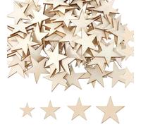 PERSENTU 200 Pcs Wooden Star,Mini Wooden Craft Ornaments, Wood Cutout Star Shape Embellishment for Crafting Christmas Tree Decorations Baubles, Crafts DIY Supplies Gifts to Paint Your own Sets