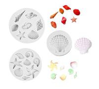 PERSENTU 3 PCS Shell Silicone Moulds, Seashell Conch Starfish Baking Molds, Marine Theme Fondant Silicone Mold, Chocolate Moulds for Theme Cake Cookie Chocolate Candy Decoration
