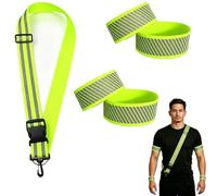 PERSENTU Hi Vis Running Accessories Set, 4 Reflective Wrist Straps & 1 Reflective Sash, High Vis Adjustable Safety Gear for Men Women, Cycling Running Night Sports Dog Walking