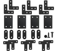 PERSENTU Small Shelf Brackets,22Pcs L Metal Plate Brackets,Metal Joining Plates for Wood,Right Angle 90 Degree Bracket Metals Bracket for Wood,Metals for Fixing with 70 Screws（4 Styles, Black）