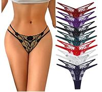 Persepolis Women Mesh Thong Floral G-string Panties Sexy Knickers Lingerie Underwear 3/7 Pack (L, 7 Colours Pack)